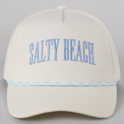 SALTY BEACH Lettering Embroidered Trucker Hat