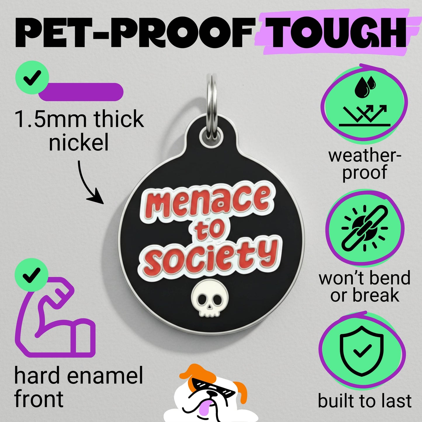 Funny Dog Tag & Pet ID Accessory - Menace to Society 