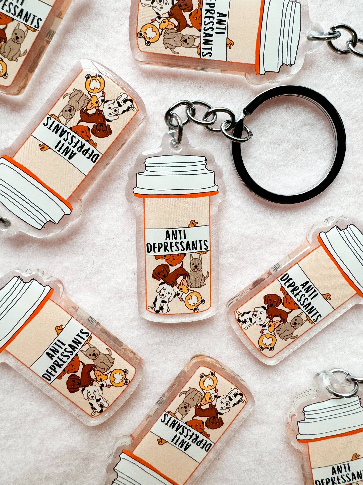 Dog Pill Bottle Keychain