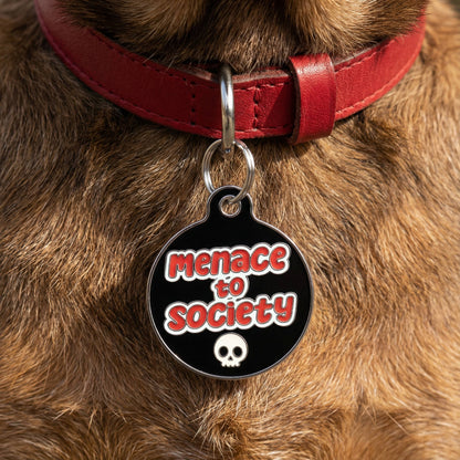 Funny Dog Tag & Pet ID Accessory - Menace to Society 