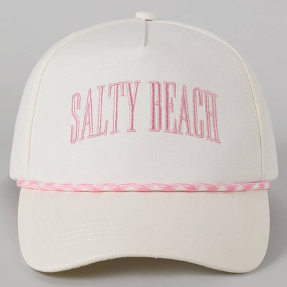 SALTY BEACH Lettering Embroidered Trucker Hat