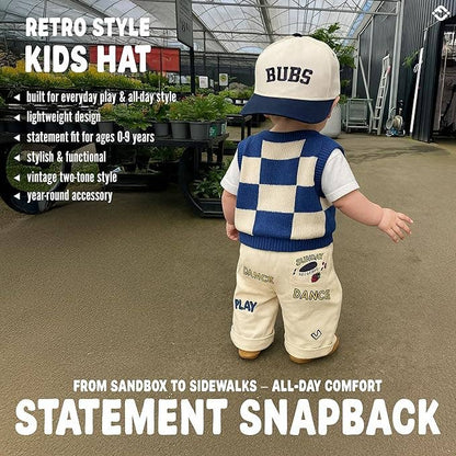 Kids/Baby Two Tone Vintage Cap - Bubs (Navy/Beige)