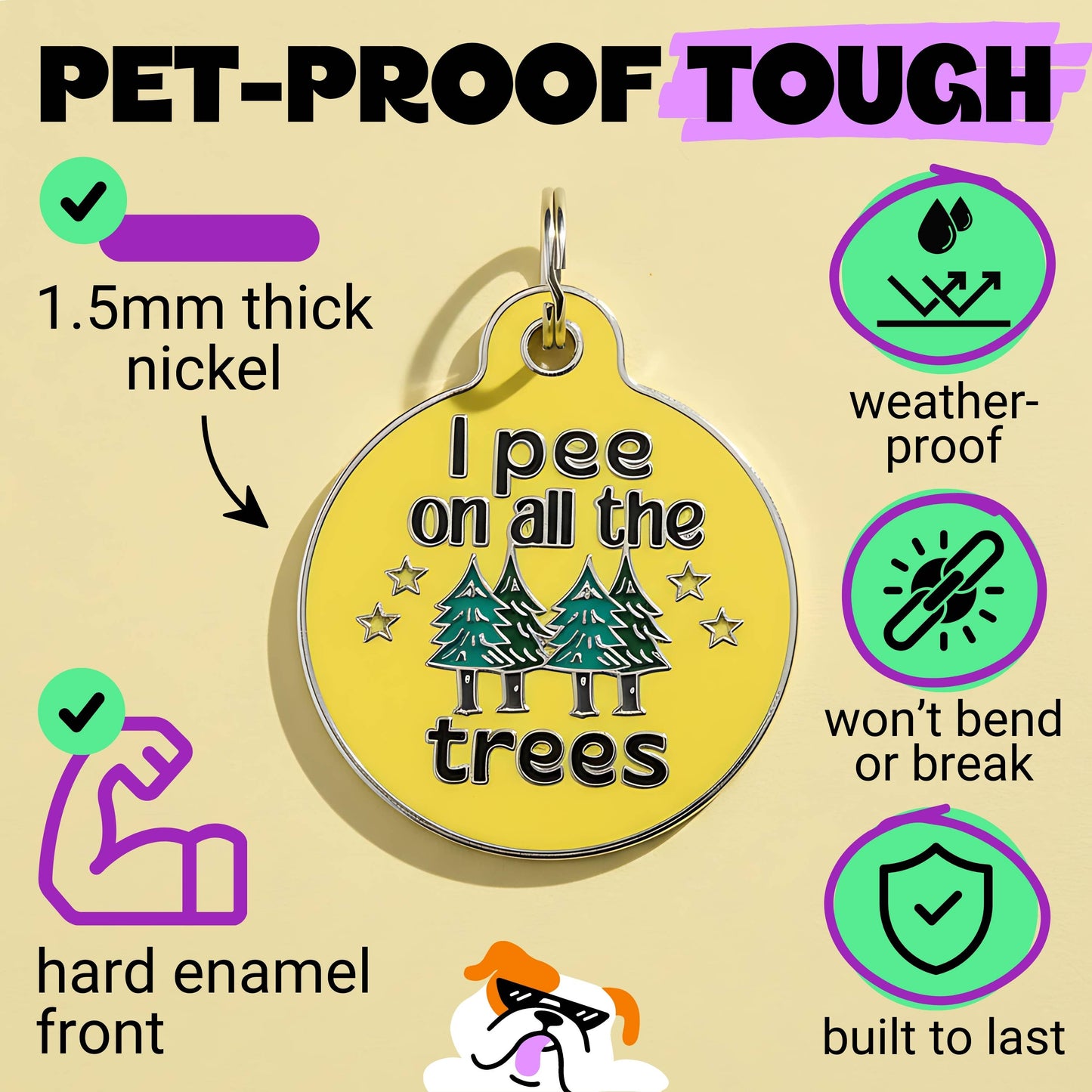Funny Dog Charm & Pet ID Tag Accessory - I Pee on all Trees