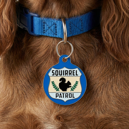 Cute Pet Tag & Dog Collar Charm - Squirrel Patrol *Blue