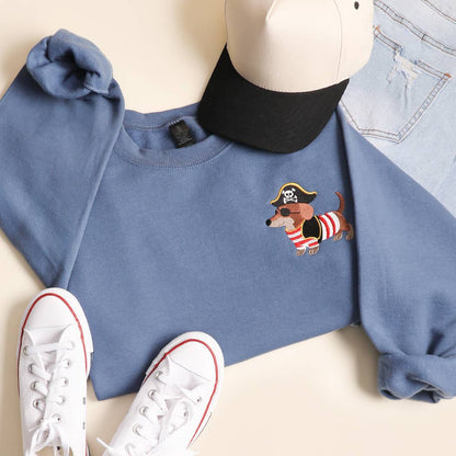 Pirate Dachshund Embroidered Heavy Blend Sweatshirt
