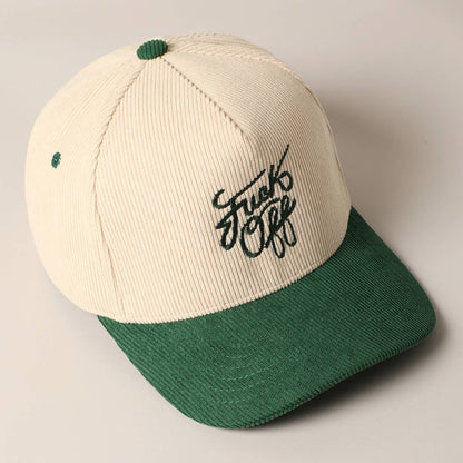 Fuck Off Corduroy Trucker Baseball Cap