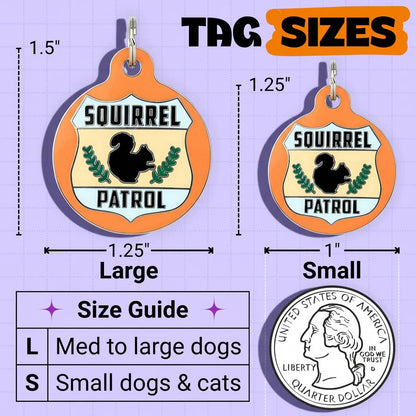 Cute Pet Tag & Dog Collar Charm - Squirrel Patrol *Orange
