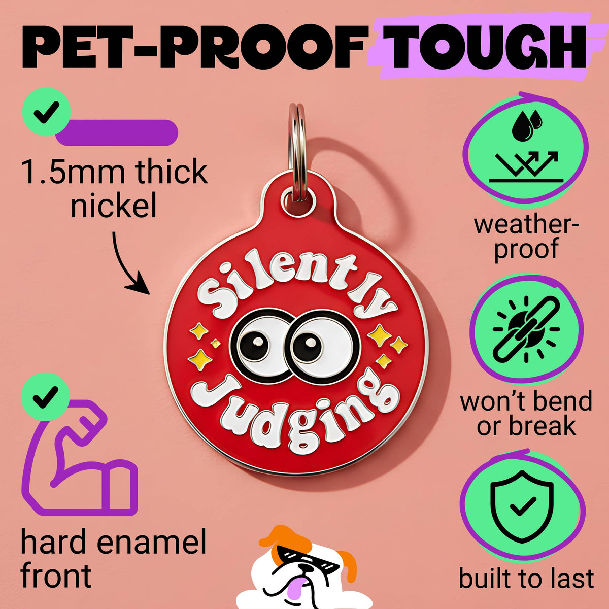 Funny Dog ID Tag & Pet Accessory - Silently Judging *Red