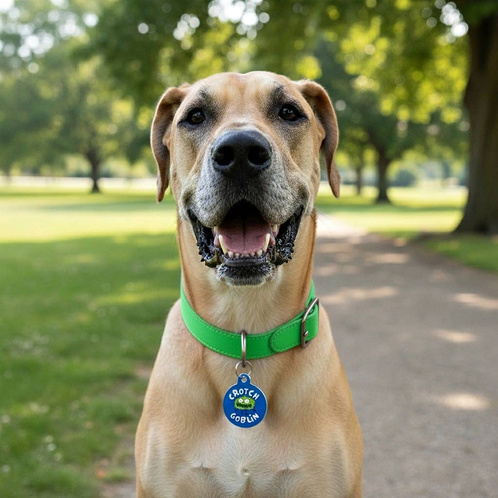 Funny Dog Tag Charm & Pet ID Accessory - Crotch Goblin