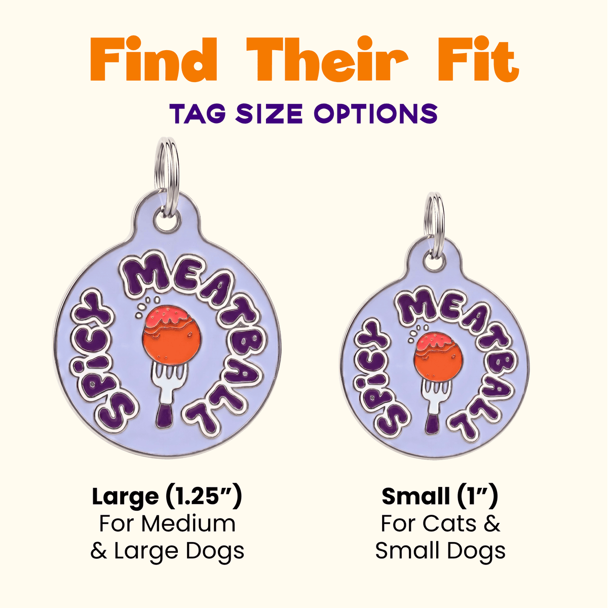 Funny Dog Tag Charm or Pet ID Tag - Spicy Meatball