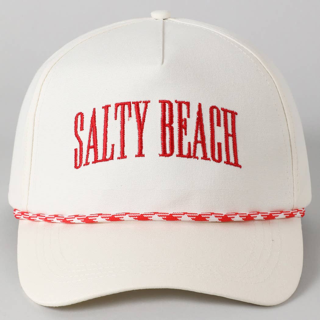 SALTY BEACH Lettering Embroidered Trucker Hat