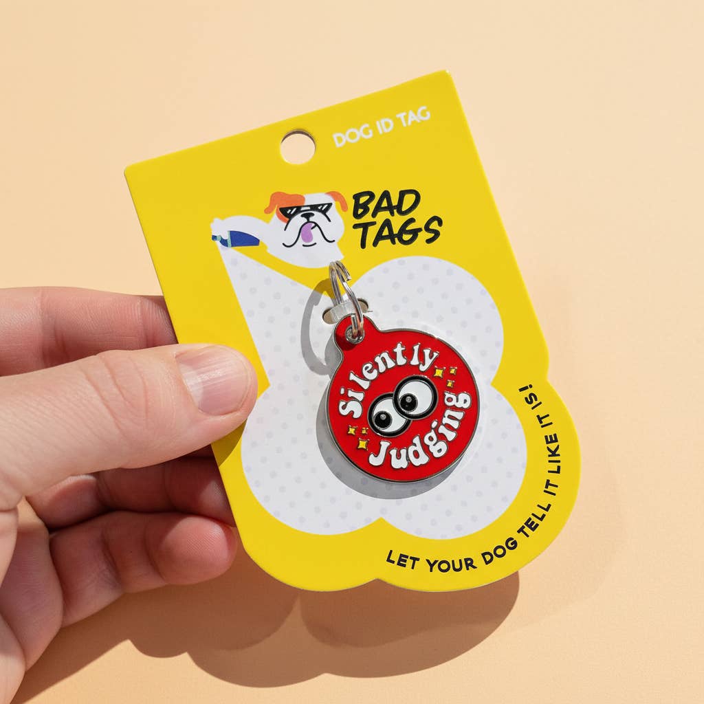Funny Dog ID Tag & Pet Accessory - Silently Judging *Red