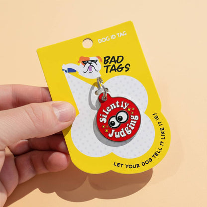 Funny Dog ID Tag & Pet Accessory - Silently Judging *Red
