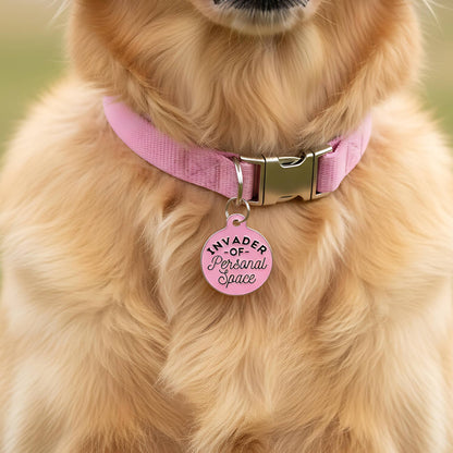 Cute Dog Tag Charm & ID Tag - Invader Personal Space *Pink