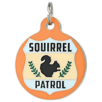 Cute Pet Tag & Dog Collar Charm - Squirrel Patrol *Orange