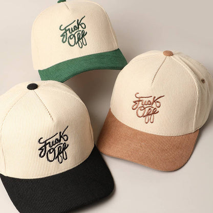 Fuck Off Corduroy Trucker Baseball Cap