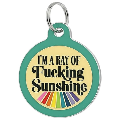 Funny Dog ID Tag & Pet Accessory - Ray of Sunshine *Teal