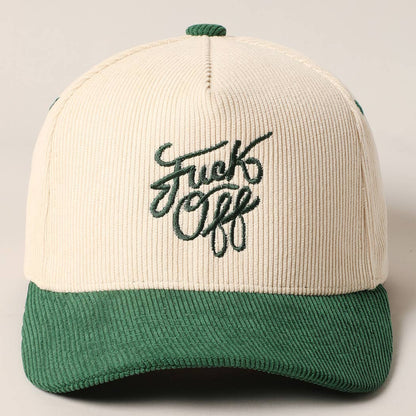 Fuck Off Corduroy Trucker Baseball Cap