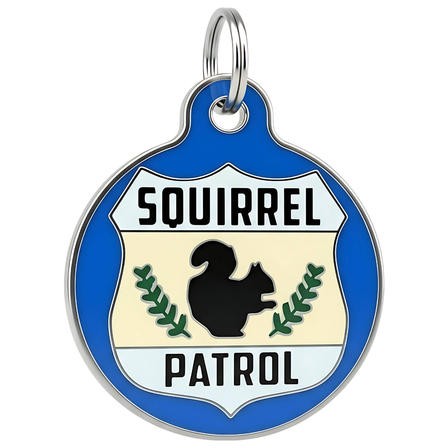 Cute Pet Tag & Dog Collar Charm - Squirrel Patrol *Blue