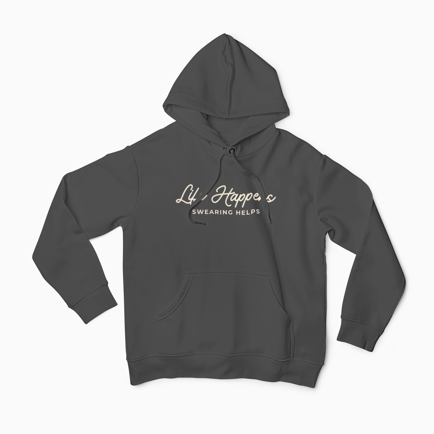 "Life Happens, Swearing Helps" Embroidered Hoodie