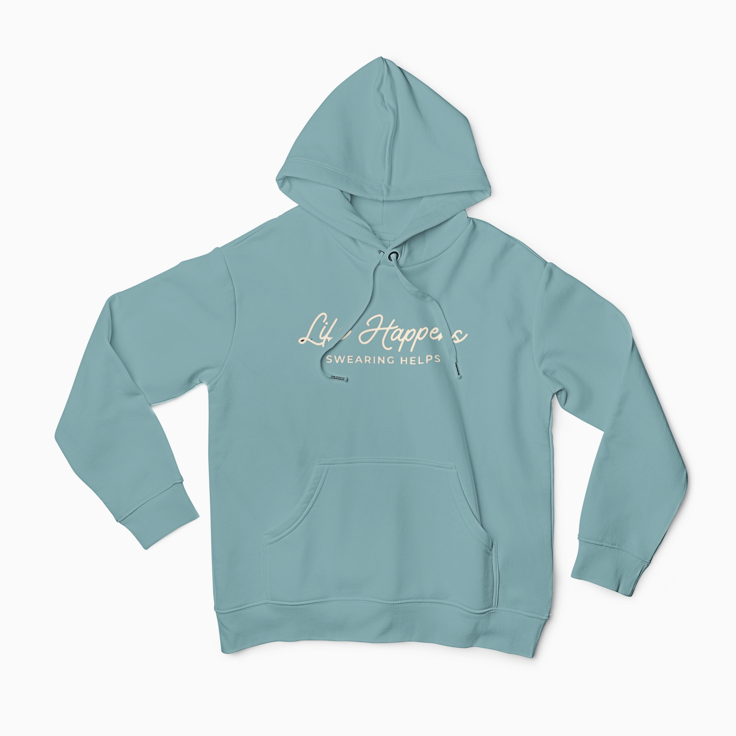 "Life Happens, Swearing Helps" Embroidered Hoodie