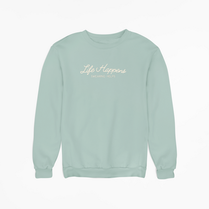 "Life Happens, Swearing Helps" Embroidered Fleece Crewneck